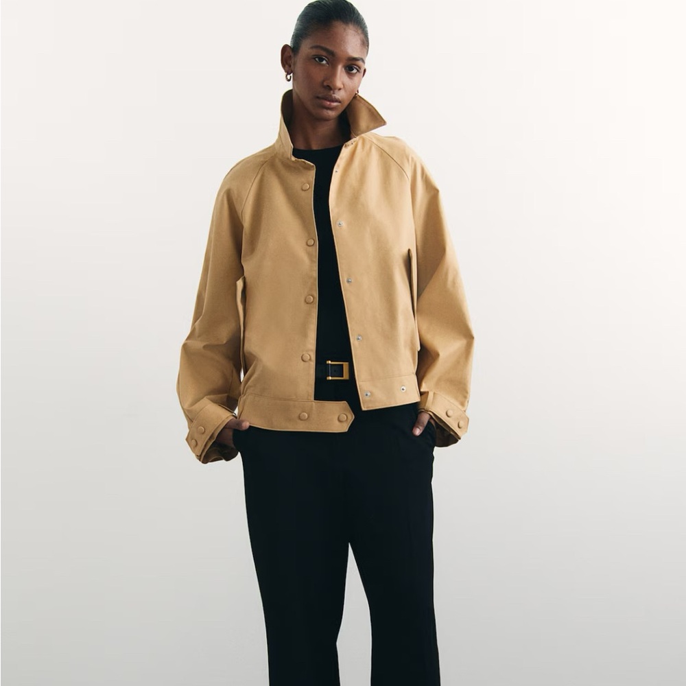 NWOT H&M twill jacket with collar beige small